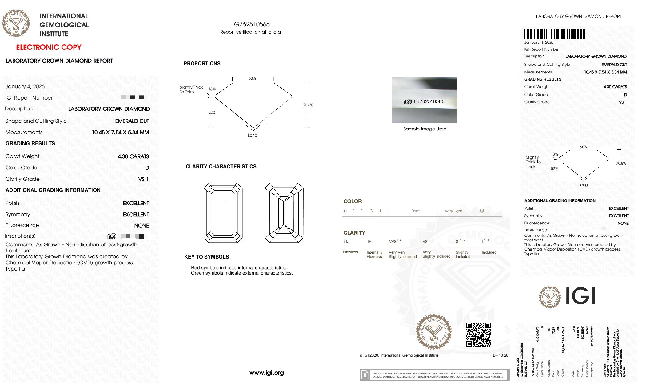 IGI Certificate Sample